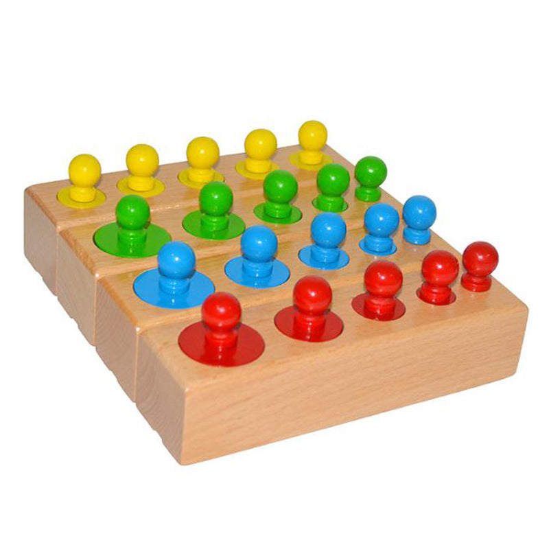 Montessori Cylinder Block Puzzle – Wooden Size Sorting & Stacking Educational Toy