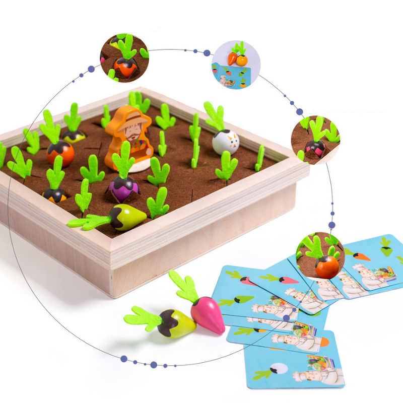 Montessori Felt Farm Garden Toy – Vegetable Planting Play Set with Learning Cards