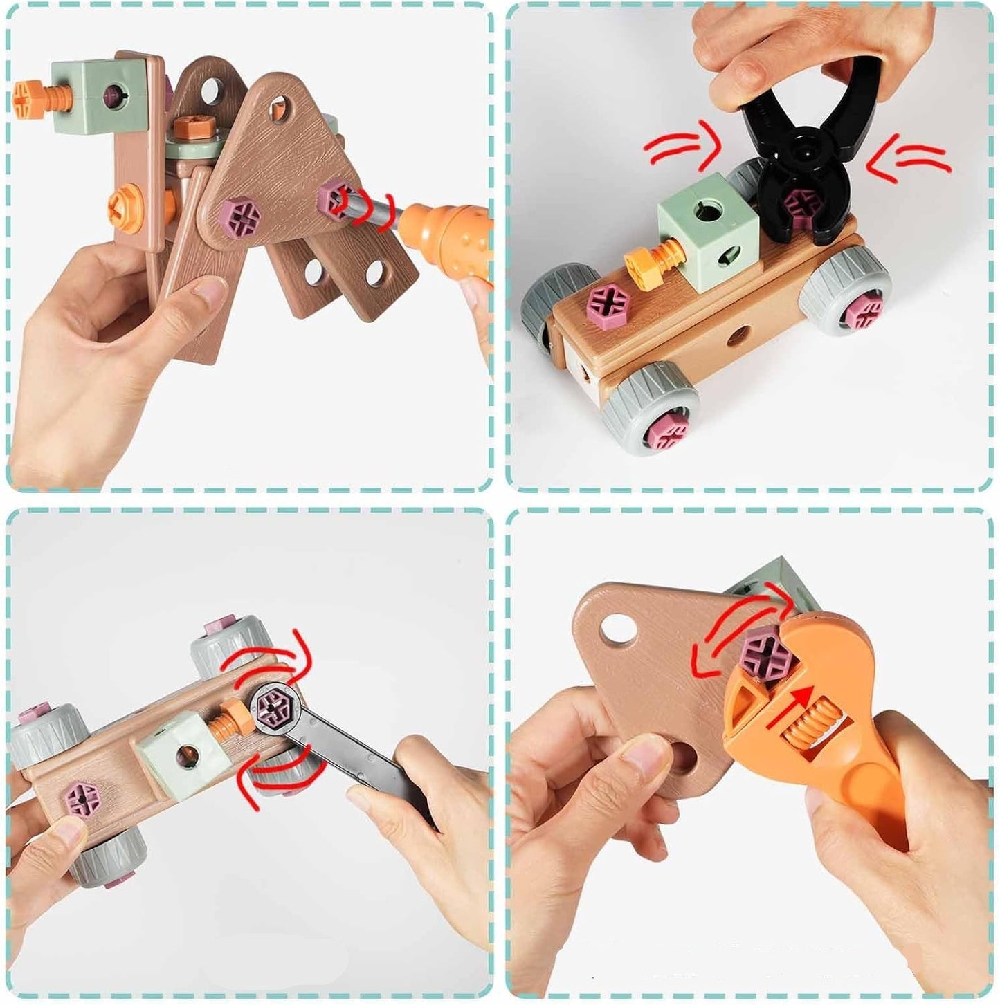 Kids Construction Tool Kit – 100+ Piece Building Set with Tool Case & Electric Screwdriver