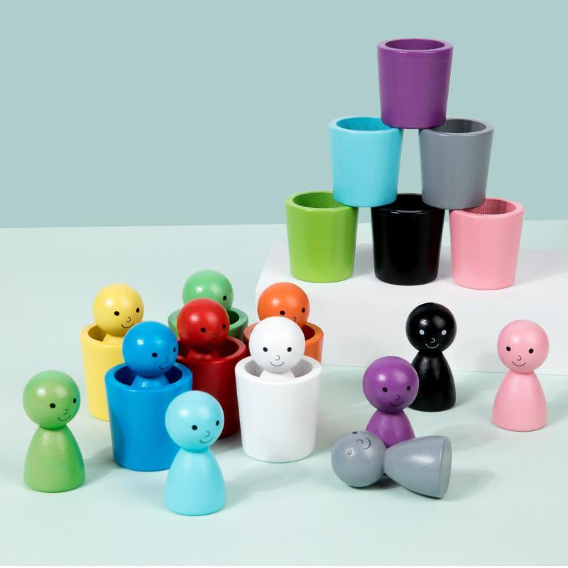Montessori Wooden Colour Sorting Cups – Early Learning Shape & Colour Matching Toy