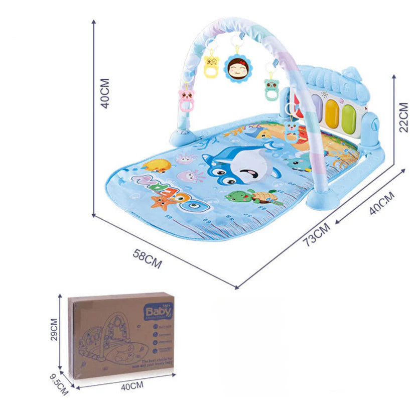 Baby Musical Play Mat with Piano & Hanging Toys – Interactive Activity Gym
