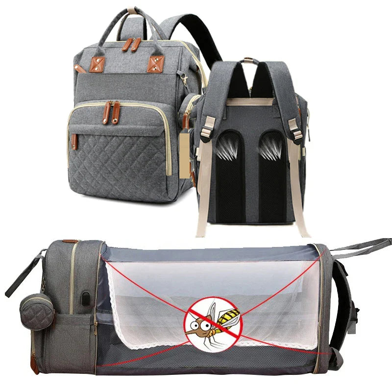 2-in-1 Baby Changing Backpack with Foldable Travel Changing Mat – Waterproof Nappy Bag
