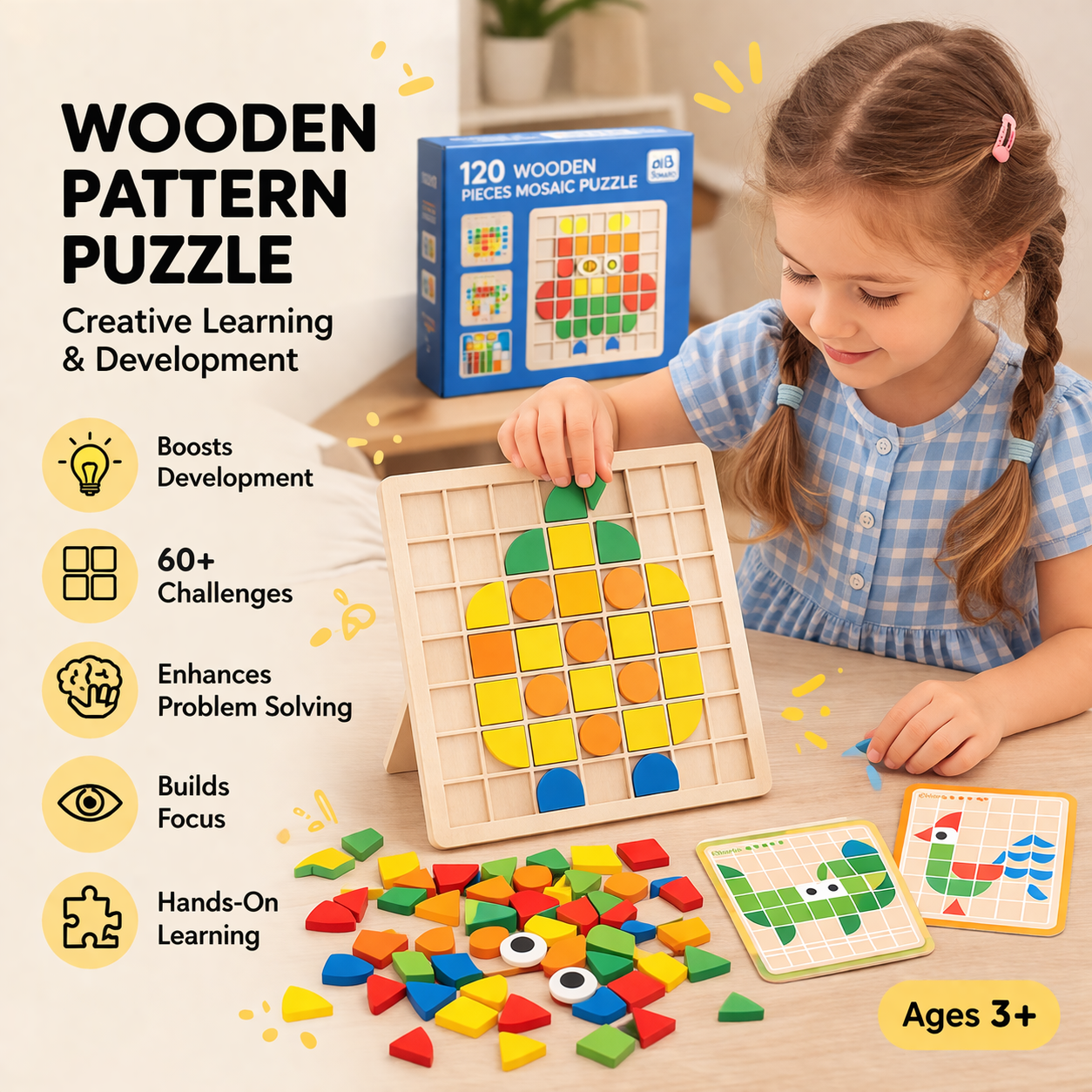 Wooden Montessori Mosaic Board For Kids