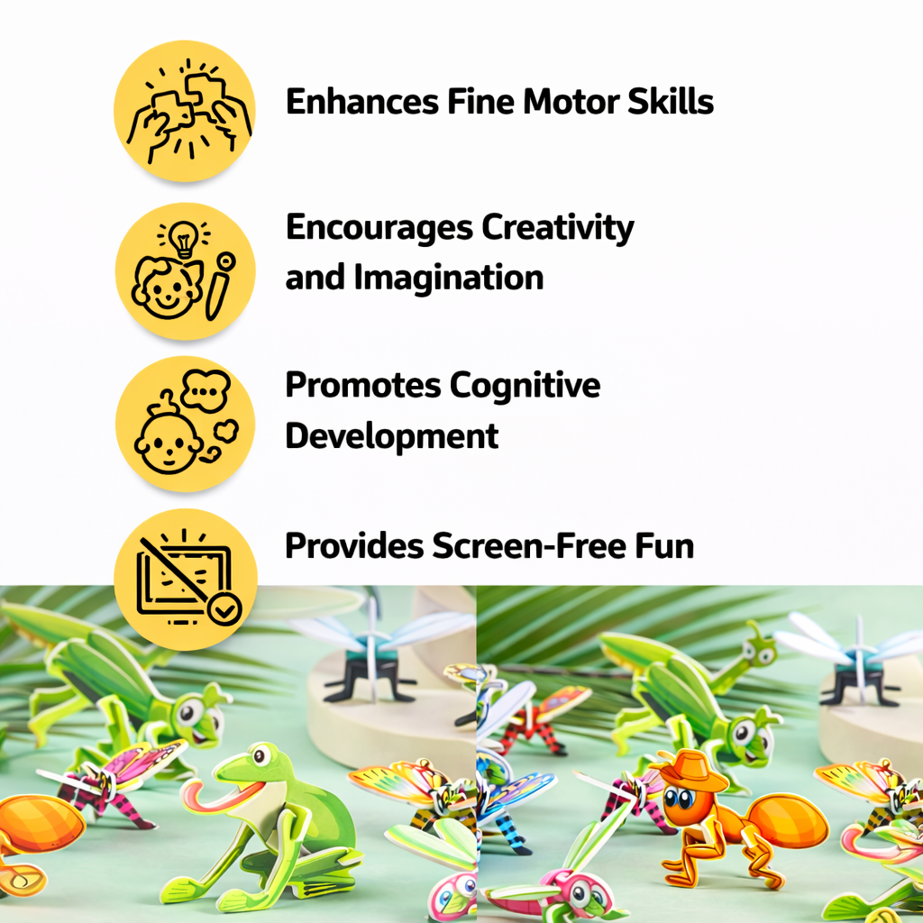 3D animal puzzle set for kids with colorful designs