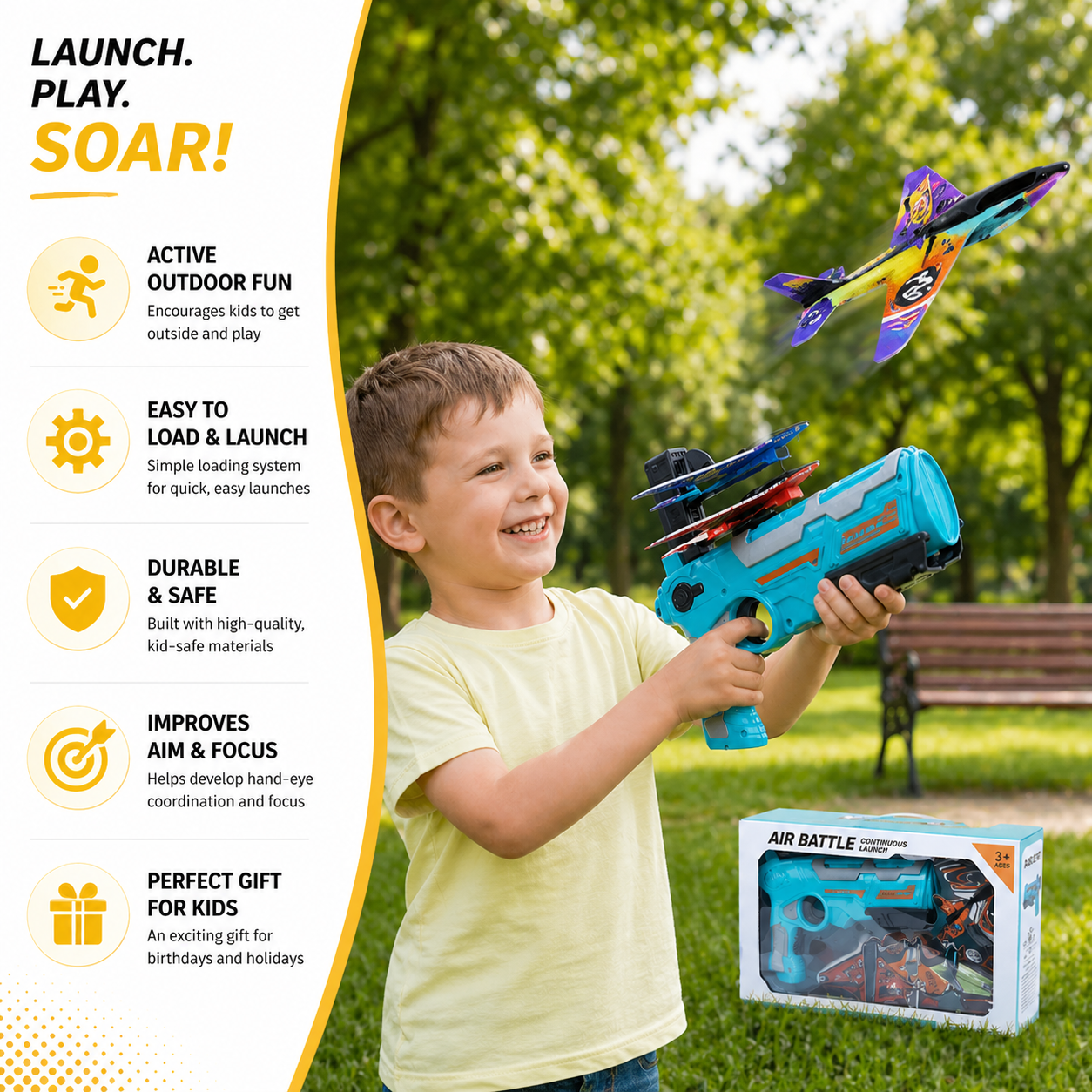 SkyGlide Kids Plane Launcher – Active Outdoor Flying Toy Set