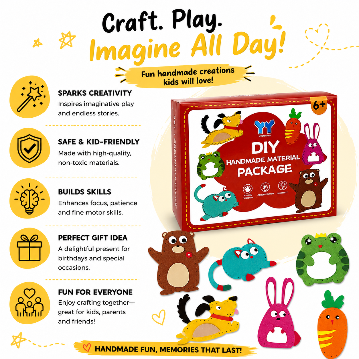 Safe DIY Felt Animal Sewing Set