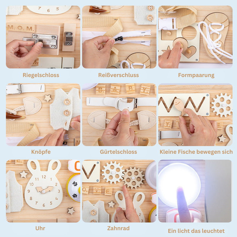 Montessori Wooden Busy Board – Sensory Motor Skills Activity Board