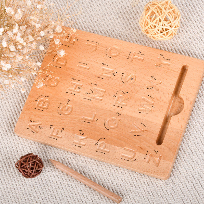 Montessori Wooden Alphabet Tracing Board ā Letter Writing Practice Learning Toy