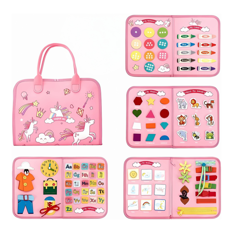 Montessori Sensory Busy Board in Felt Tool Box – Portable Activity Board