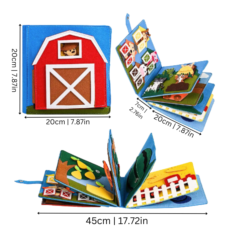 Farm Quiet Book for Toddlers – Interactive Felt Activity Book with Sensory Pages