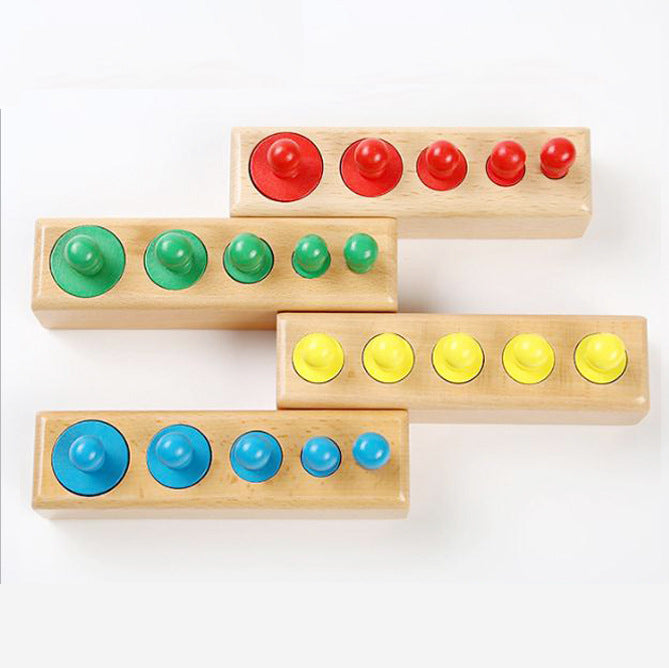 Montessori Cylinder Block Puzzle – Wooden Size Sorting & Stacking Educational Toy