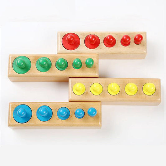 Montessori Cylinder Block Puzzle – Wooden Size Sorting & Stacking Educational Toy