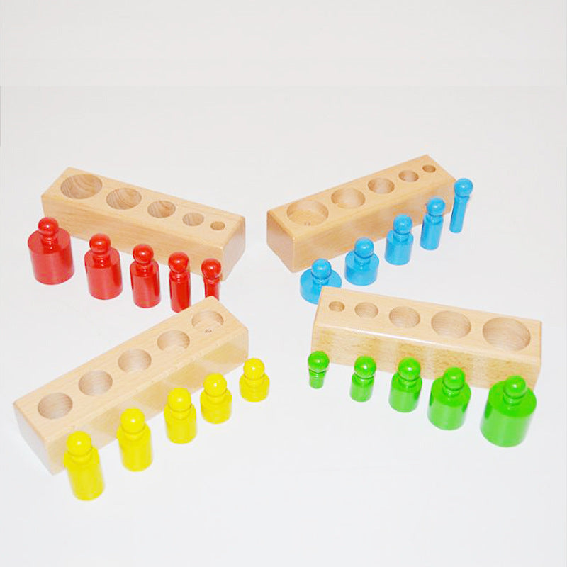 Montessori Cylinder Block Puzzle – Wooden Size Sorting & Stacking Educational Toy