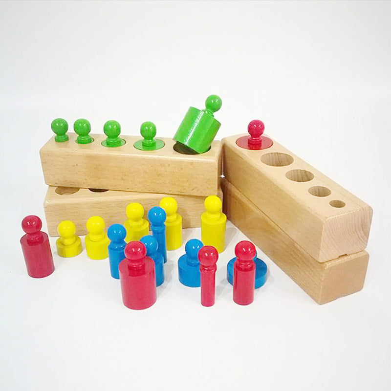 Montessori Cylinder Block Puzzle – Wooden Size Sorting & Stacking Educational Toy