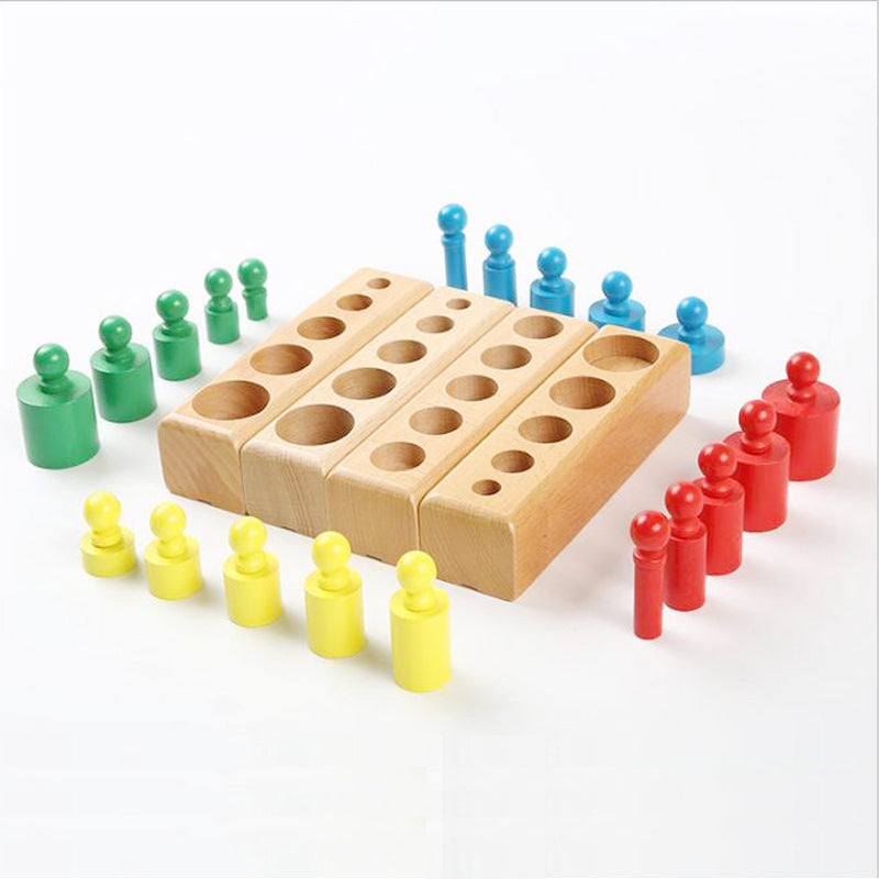 Montessori Cylinder Block Puzzle – Wooden Size Sorting & Stacking Educational Toy