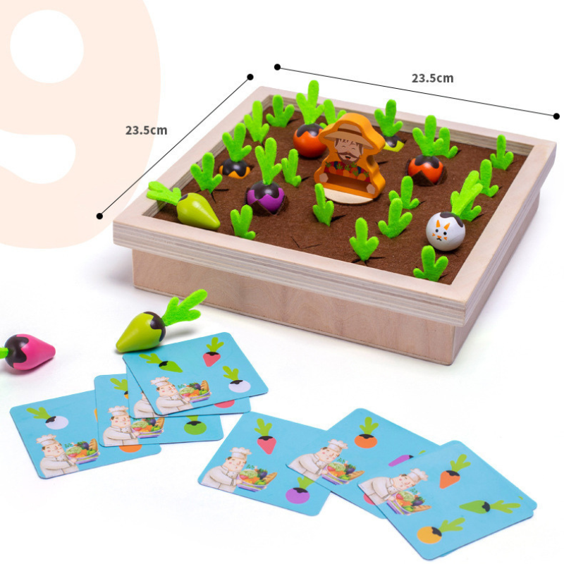 Montessori Felt Farm Garden Toy – Vegetable Planting Play Set with Learning Cards