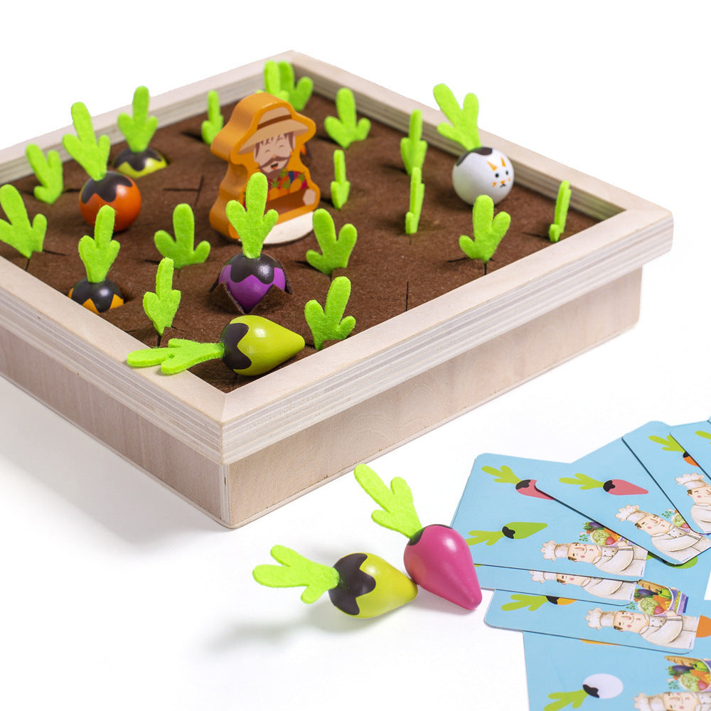 Montessori Felt Farm Garden Toy – Vegetable Planting Play Set with Learning Cards