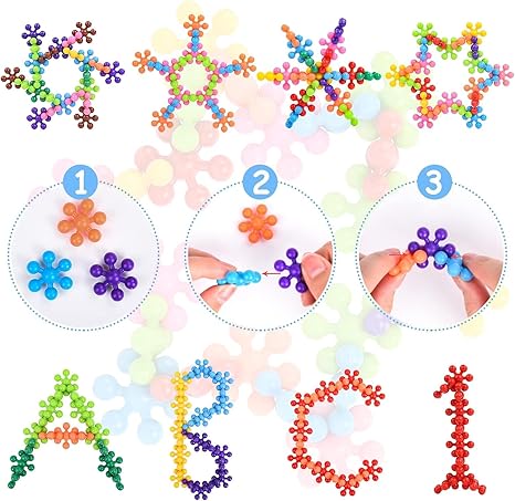 Montessori Snowflake Building Blocks – Creative Interlocking Construction Toy with Storage Box