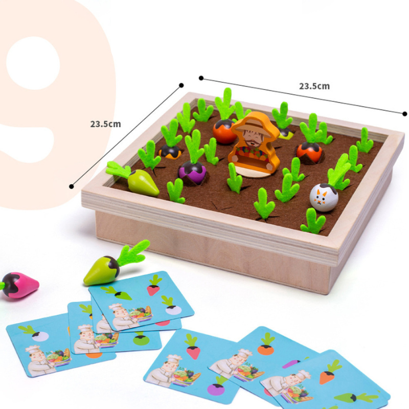 Montessori Felt Farm Garden Toy – Vegetable Planting Play Set with Learning Cards