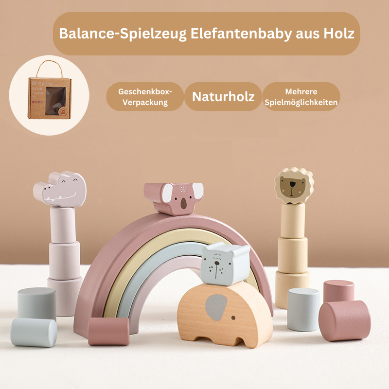Montessori Elephant Wooden Stacking Blocks – Educational Building Toy – Fine Motor Skills & Creative Play