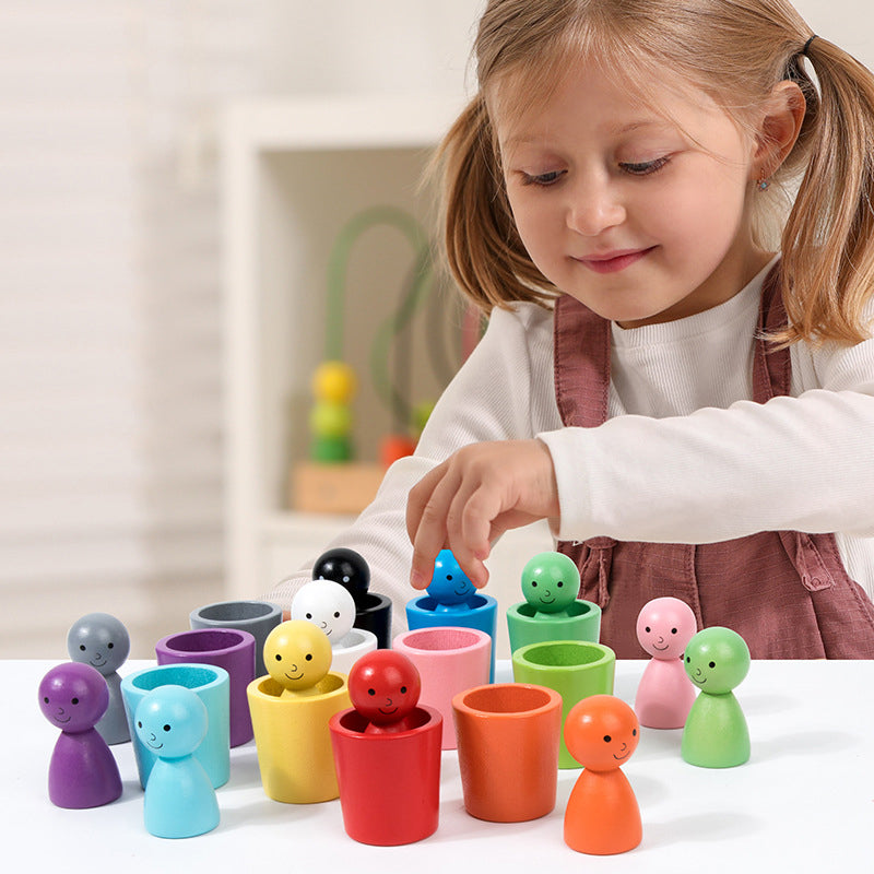 Montessori Wooden Colour Sorting Cups – Early Learning Shape & Colour Matching Toy