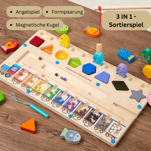 Magnetic Wooden Counting & Sorting Maze – Montessori Colour Learning Toy