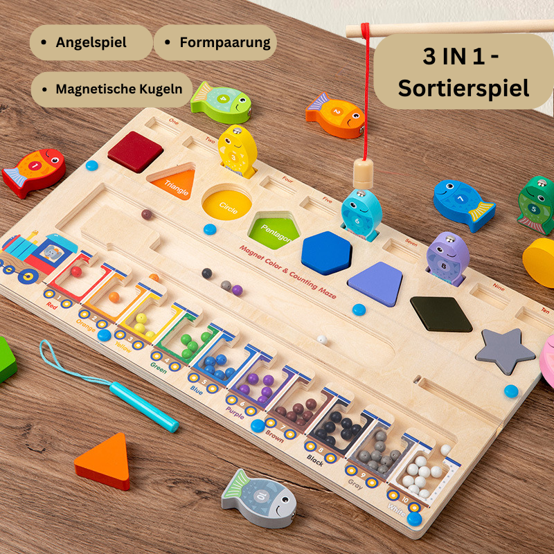 Magnetic Wooden Counting & Sorting Maze – Montessori Colour Learning Toy