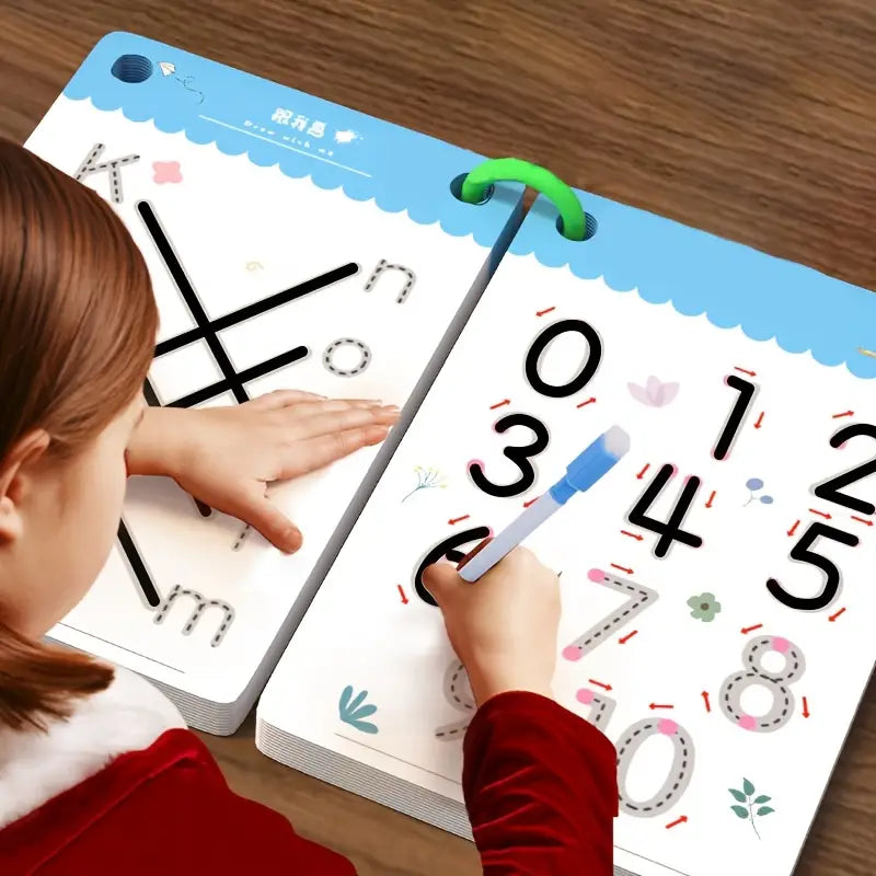 Reusable Kids Writing Practice Book Set – Wipe Clean Alphabet & Number Tracing Workbook
