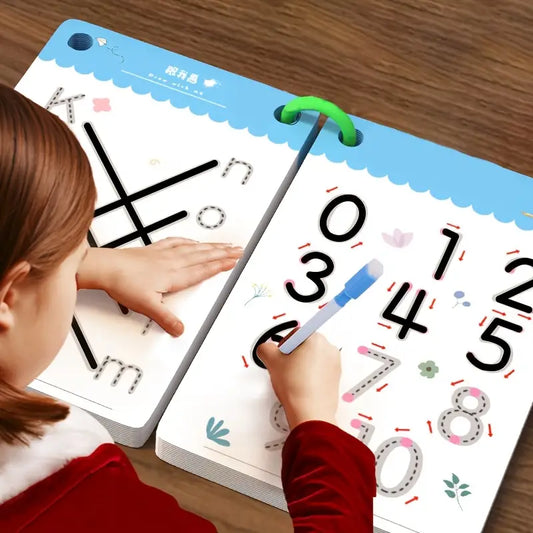 Reusable Kids Writing Practice Book Set – Wipe Clean Alphabet & Number Tracing Workbook