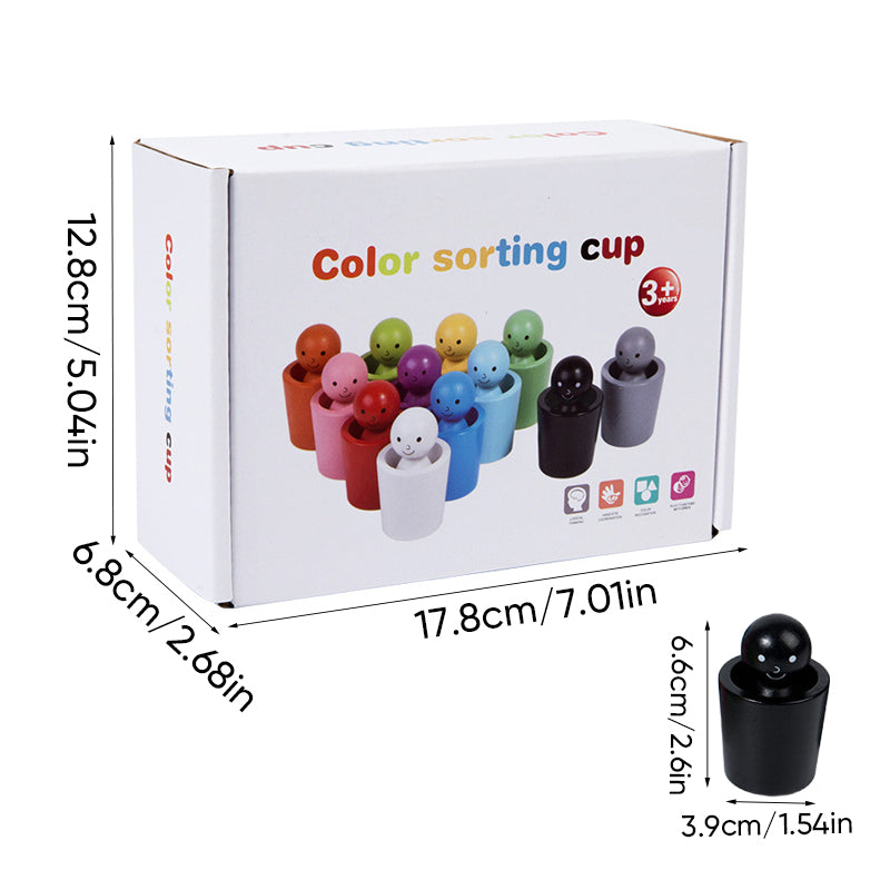 Montessori Wooden Colour Sorting Cups – Early Learning Shape & Colour Matching Toy