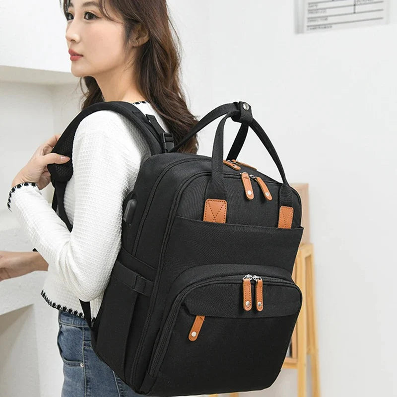 2-in-1 Baby Changing Backpack with Foldable Travel Changing Mat – Waterproof Nappy Bag