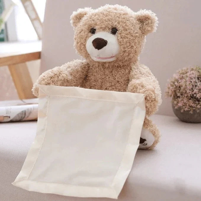 Peek-a-Boo Teddy Bear – Interactive Plush Toy with Voice & Blanket