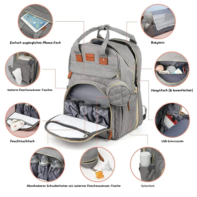 2-in-1 Baby Changing Backpack with Foldable Travel Changing Mat – Waterproof Nappy Bag
