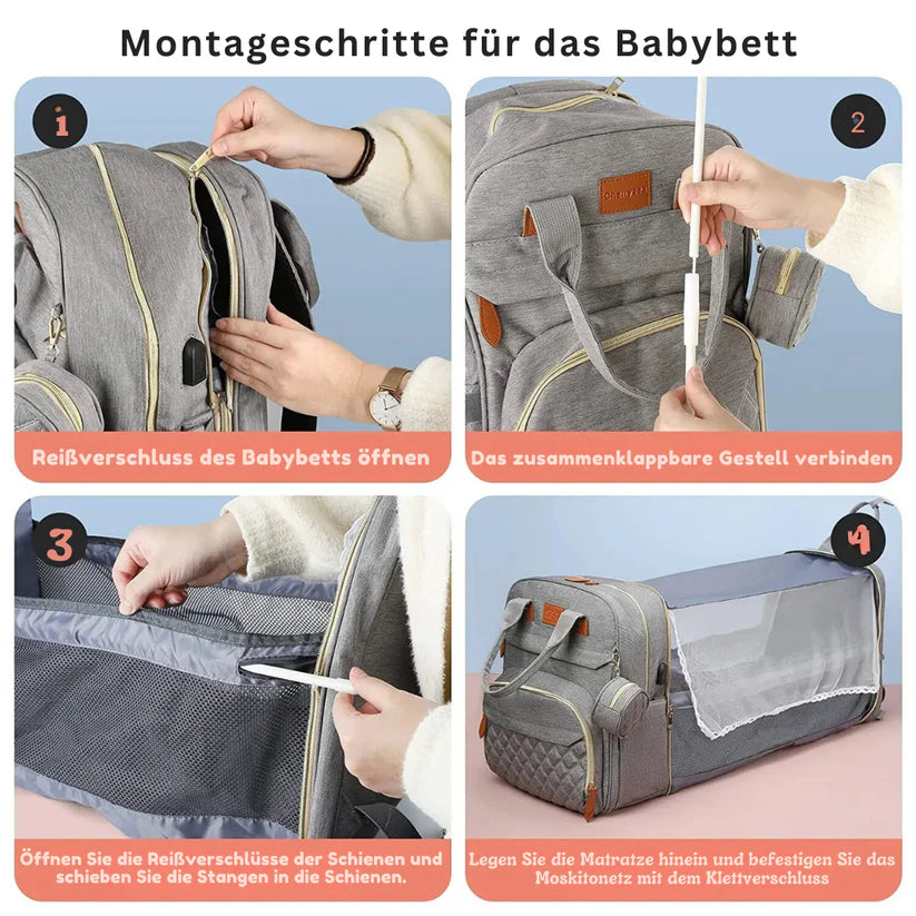 2-in-1 Baby Changing Backpack with Foldable Travel Changing Mat – Waterproof Nappy Bag