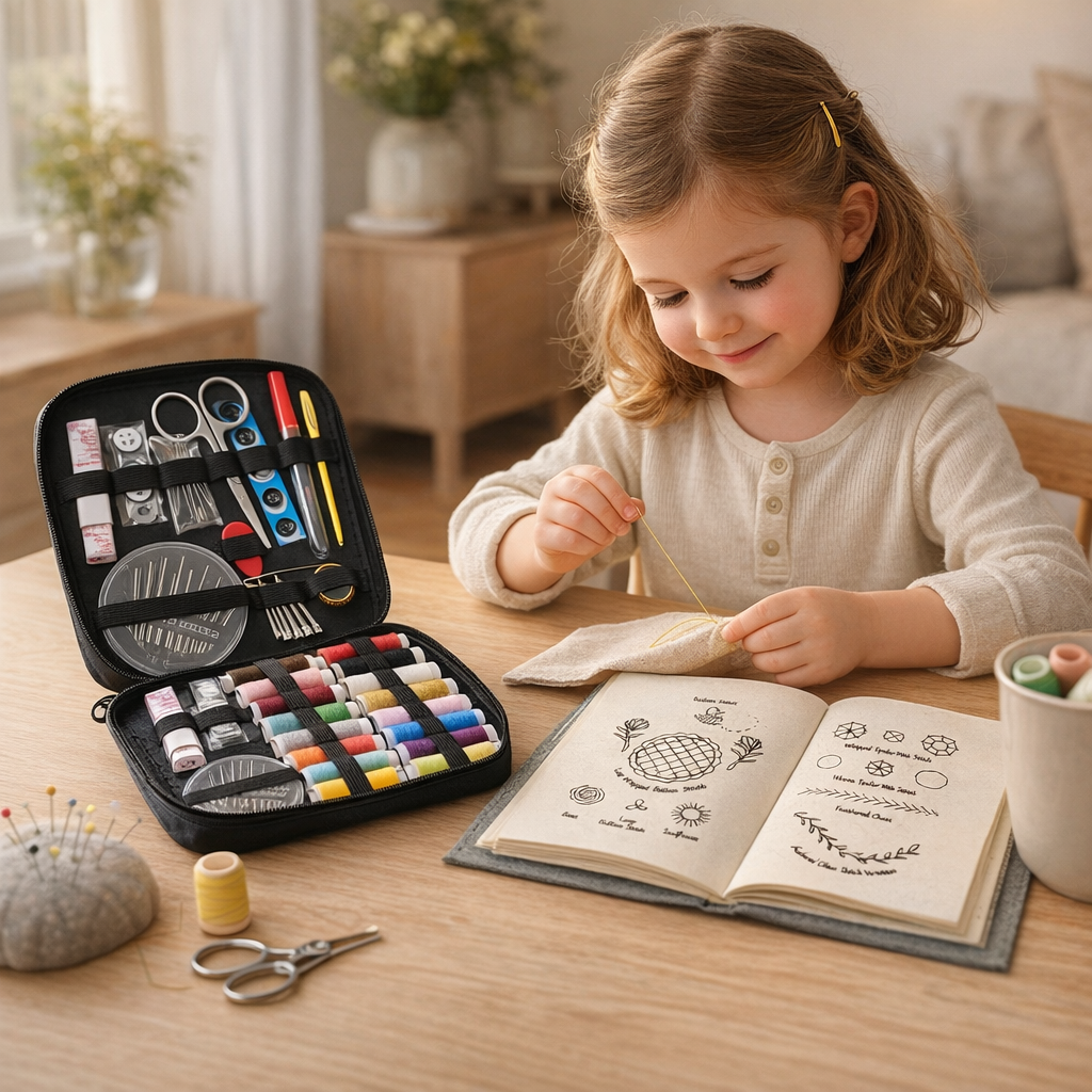 Mindful Embroidery Stitch Book Kit for Relaxation and Creative Screen-Free Moments