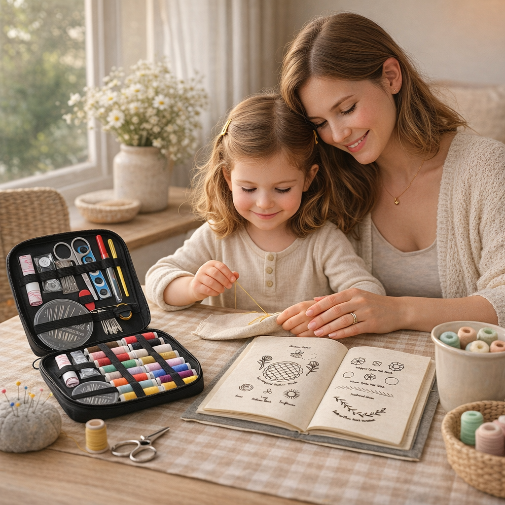 Mindful Embroidery Stitch Book Kit for Relaxation and Creative Screen-Free Moments