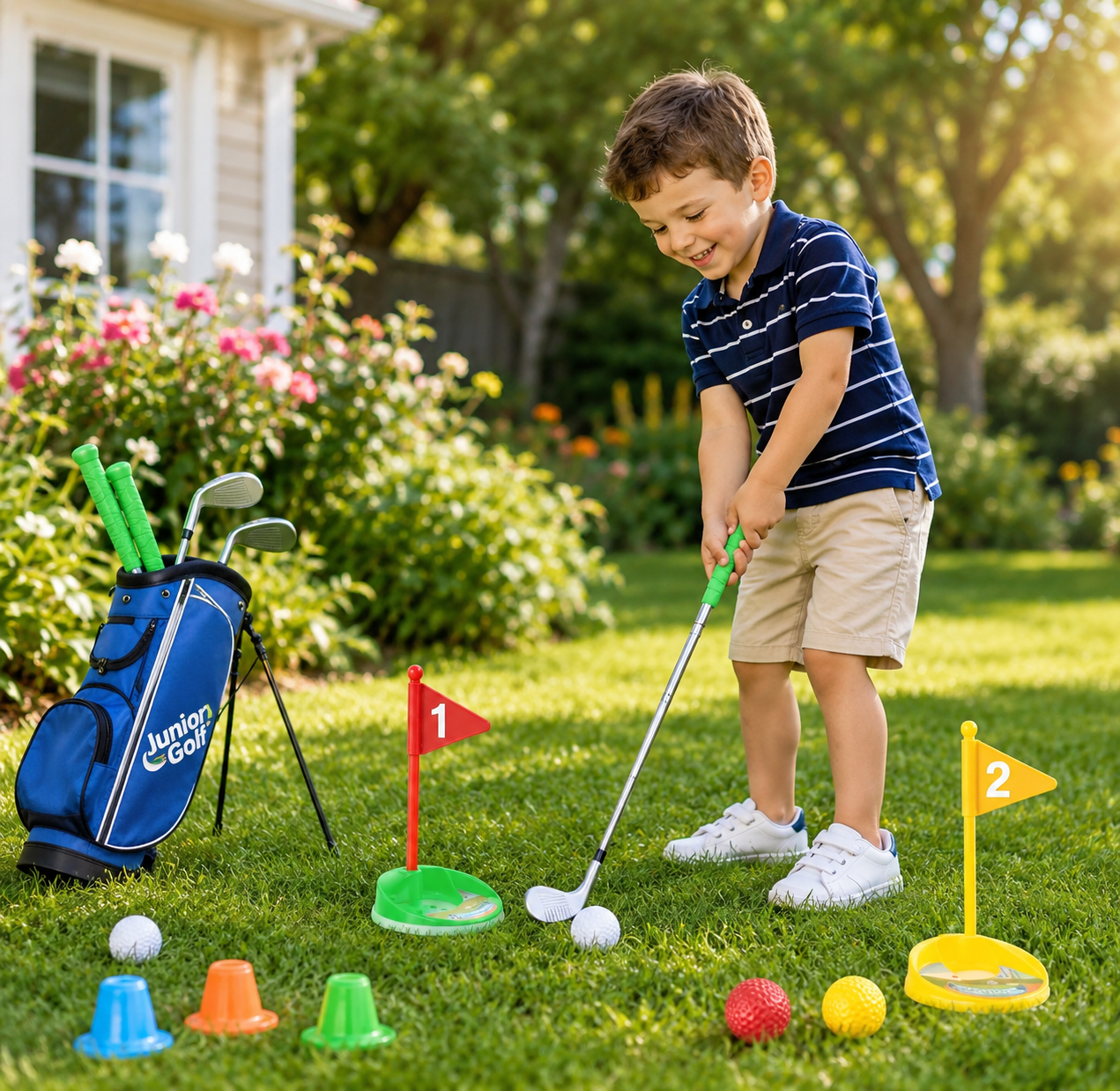 Kids Golf Training Set with Adjustable Clubs