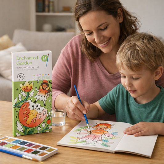 Watercolor Painting Book with Built-In Paint – Creative Moments for You and Your Child