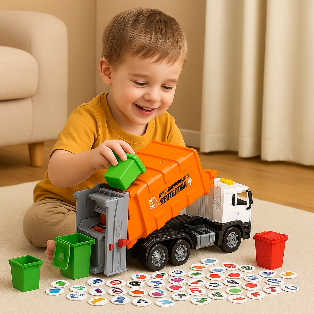 Kids Recycling Sorting Game – Educational Waste Sorting Toy with 4 Bins