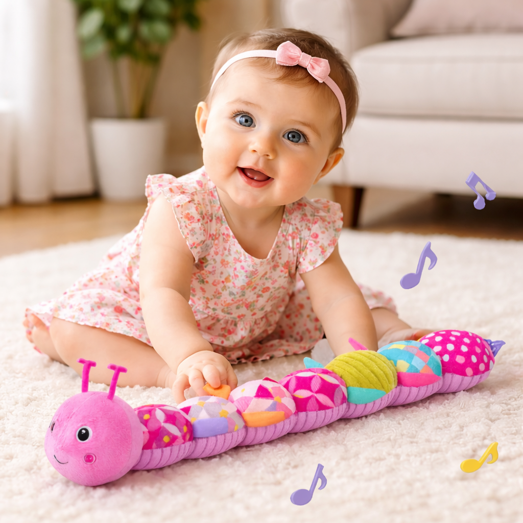 Baby Soft Caterpillar Toy with Rattle and Gentle Musical Features