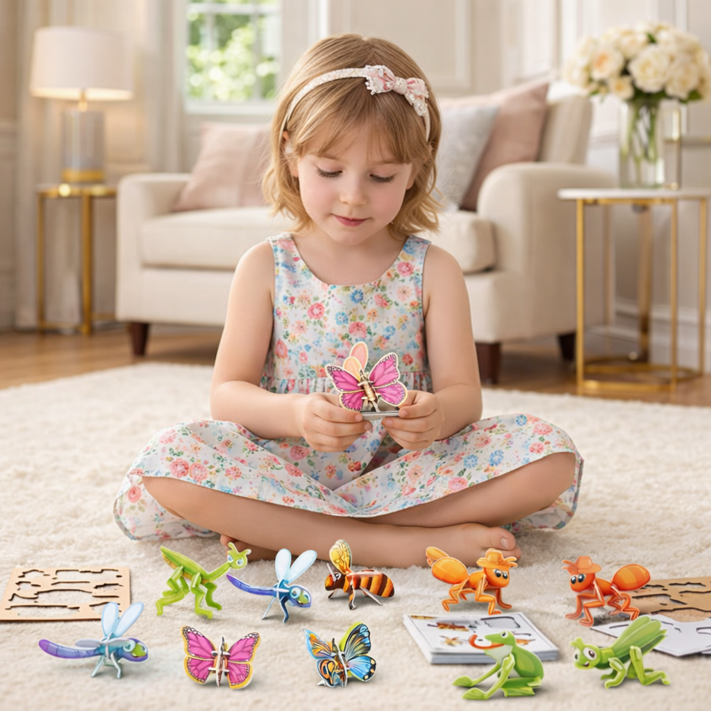 3D animal puzzle set for kids with colorful designs