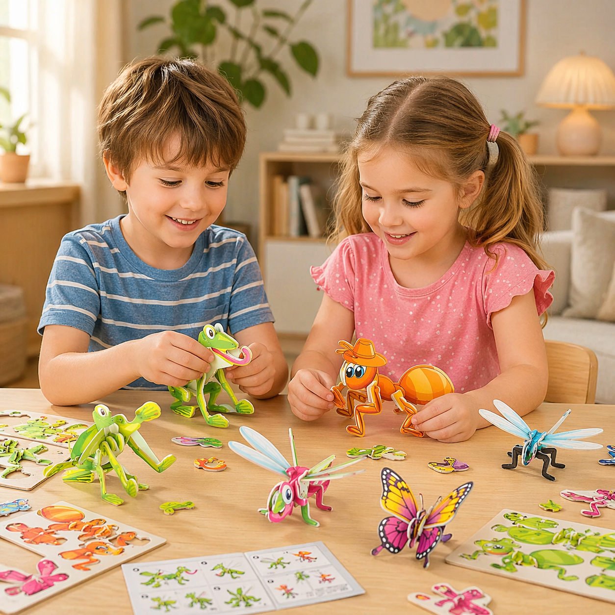 3D animal puzzle set for kids with colorful designs