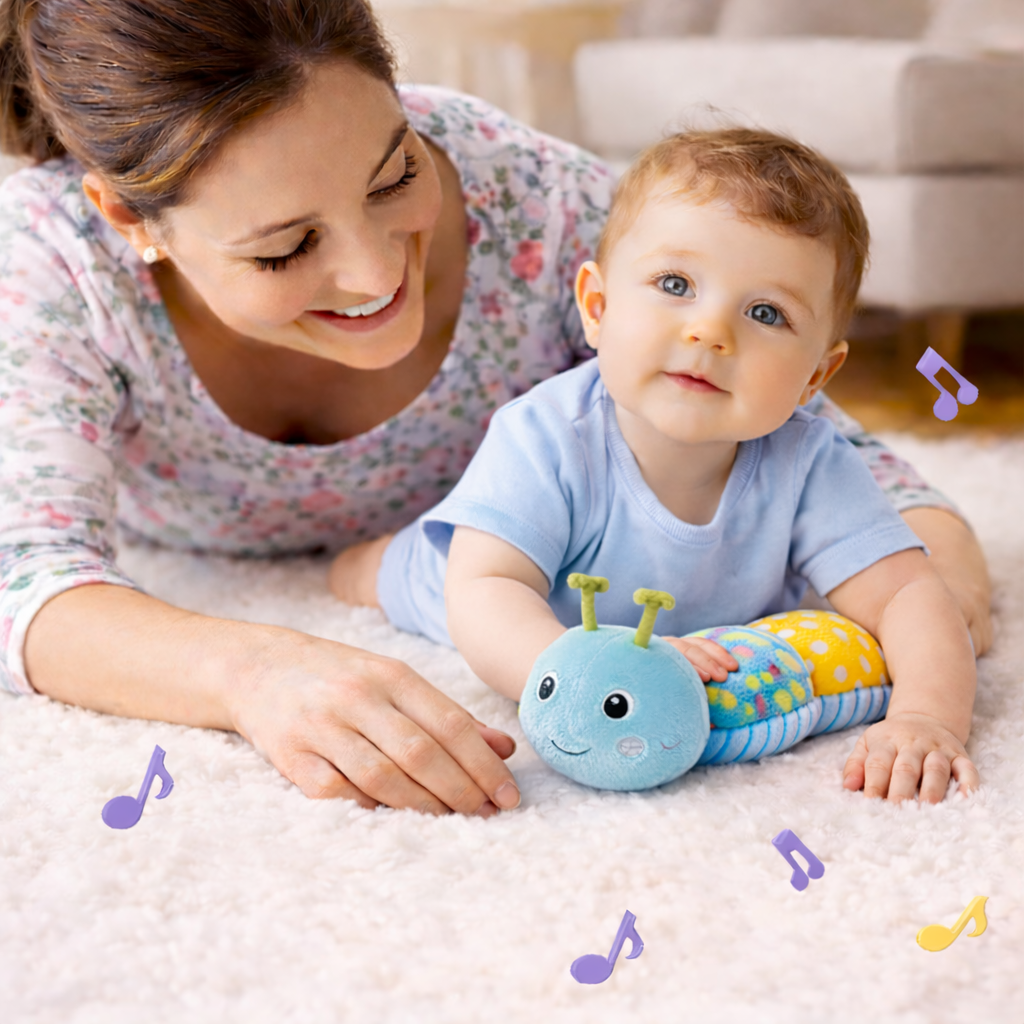 Baby Soft Caterpillar Toy with Rattle and Gentle Musical Features