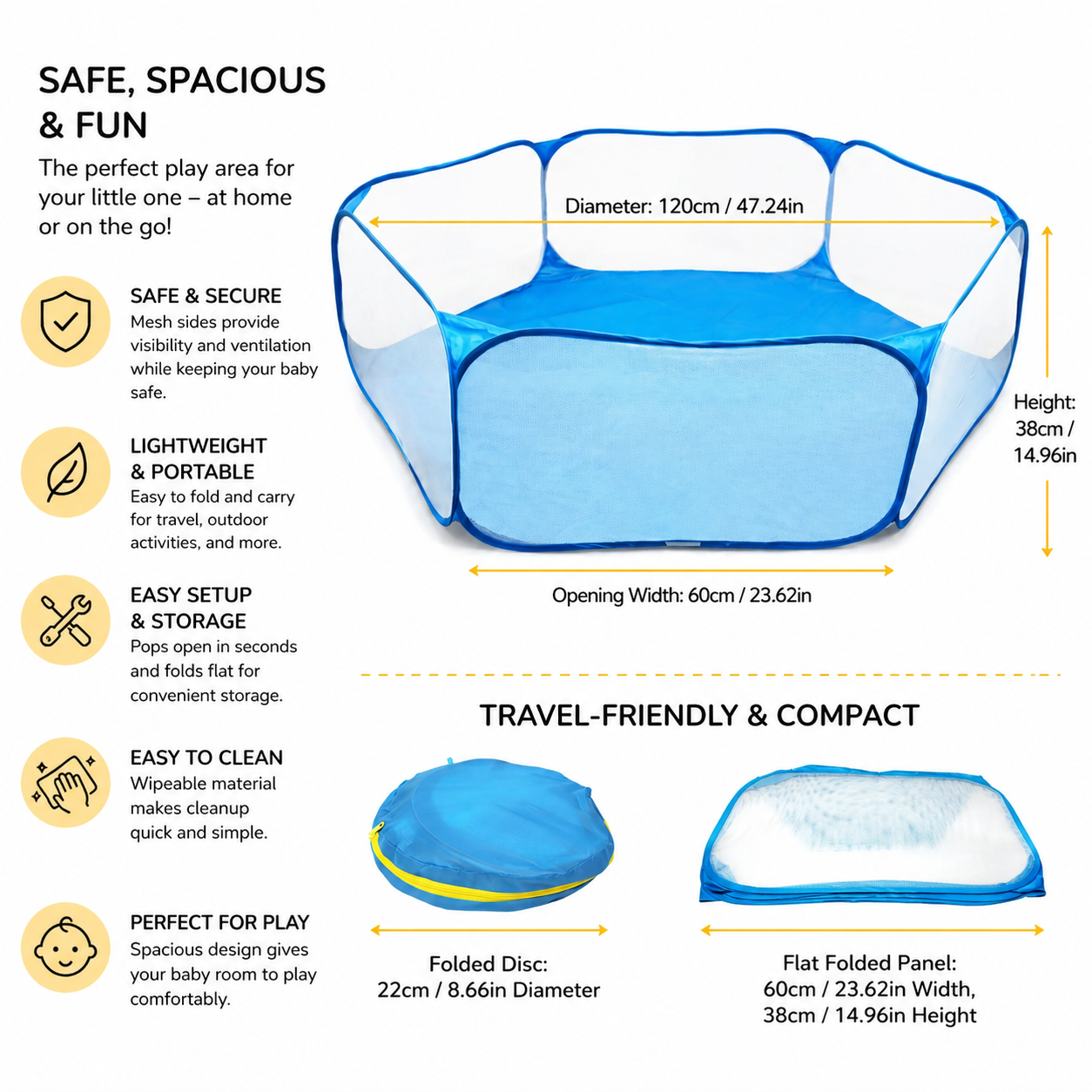 Travel Friendly Foldable Playpen for Kids