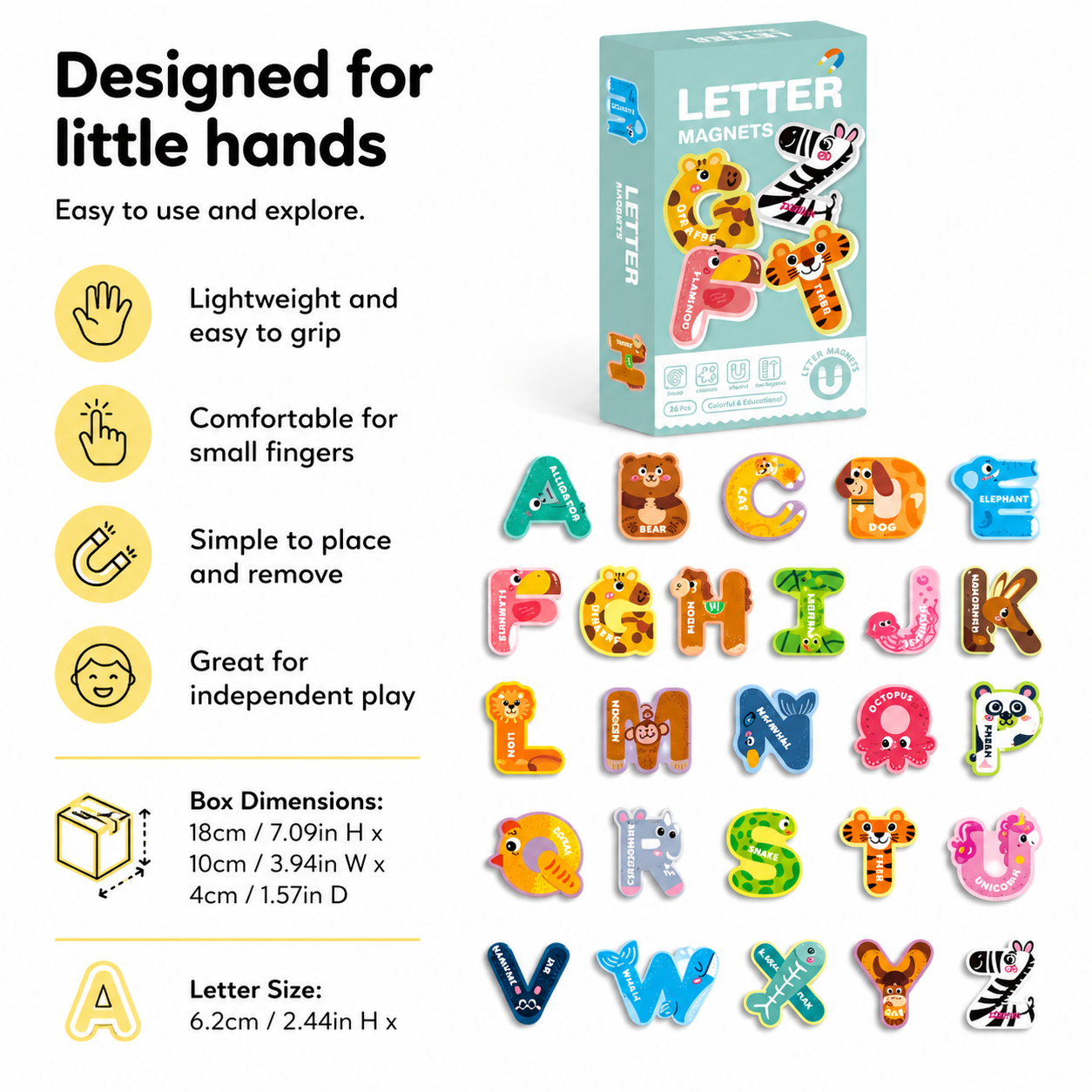 Animal Alphabet Magnetic Letters Set for Kids Early Learning and Play