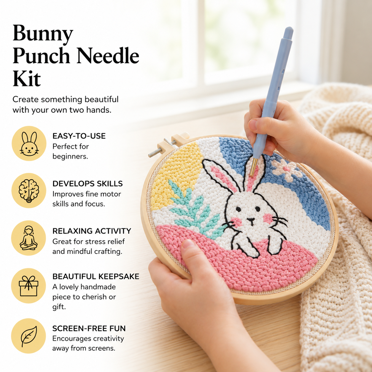 Easy Loop Embroidery Kit for Children & Family Crafting