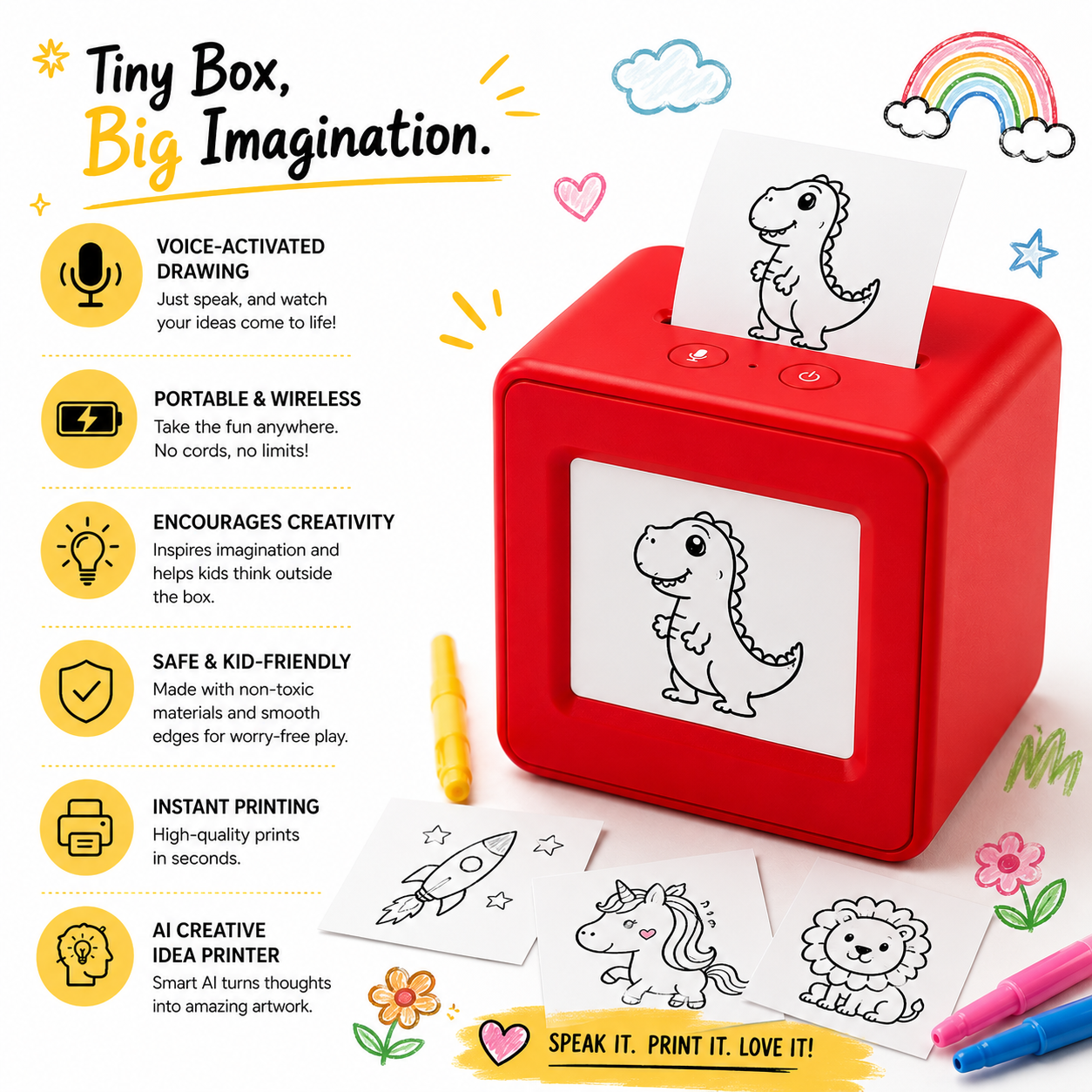 Creative Kids Drawing and Idea Printer with Voice Activation Feature