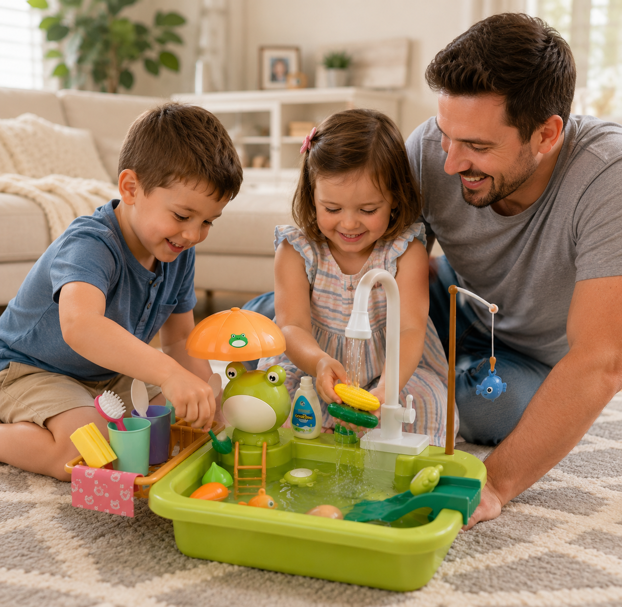 Kids Water Play Kitchen with Fishing Game