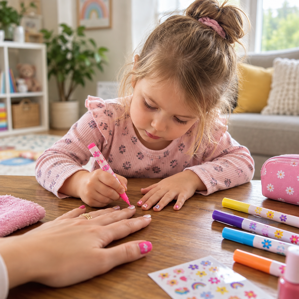 Creative 12 Colors Nail Art Pens for Kids – Water-Based Washable Set