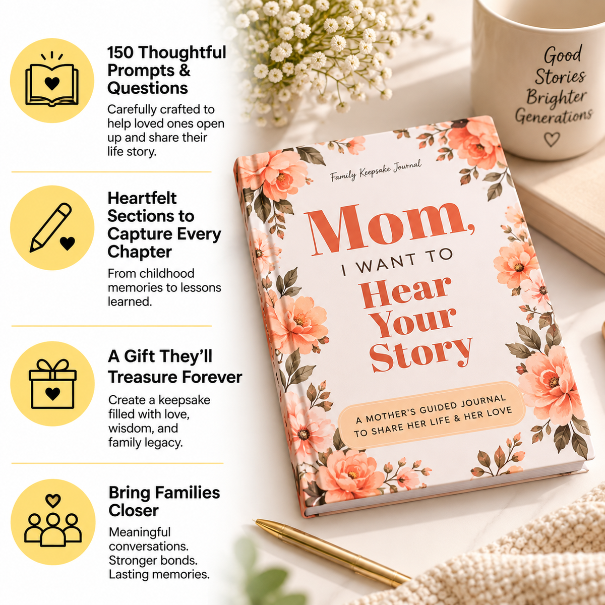 Family Story Journal – Guided Keepsake Book for Mum, Dad, Grandma & Grandpa